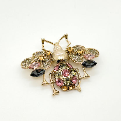 Vintage Bee Brooch Copper Zircon Retro Pendant Dual-Purpose Accessory