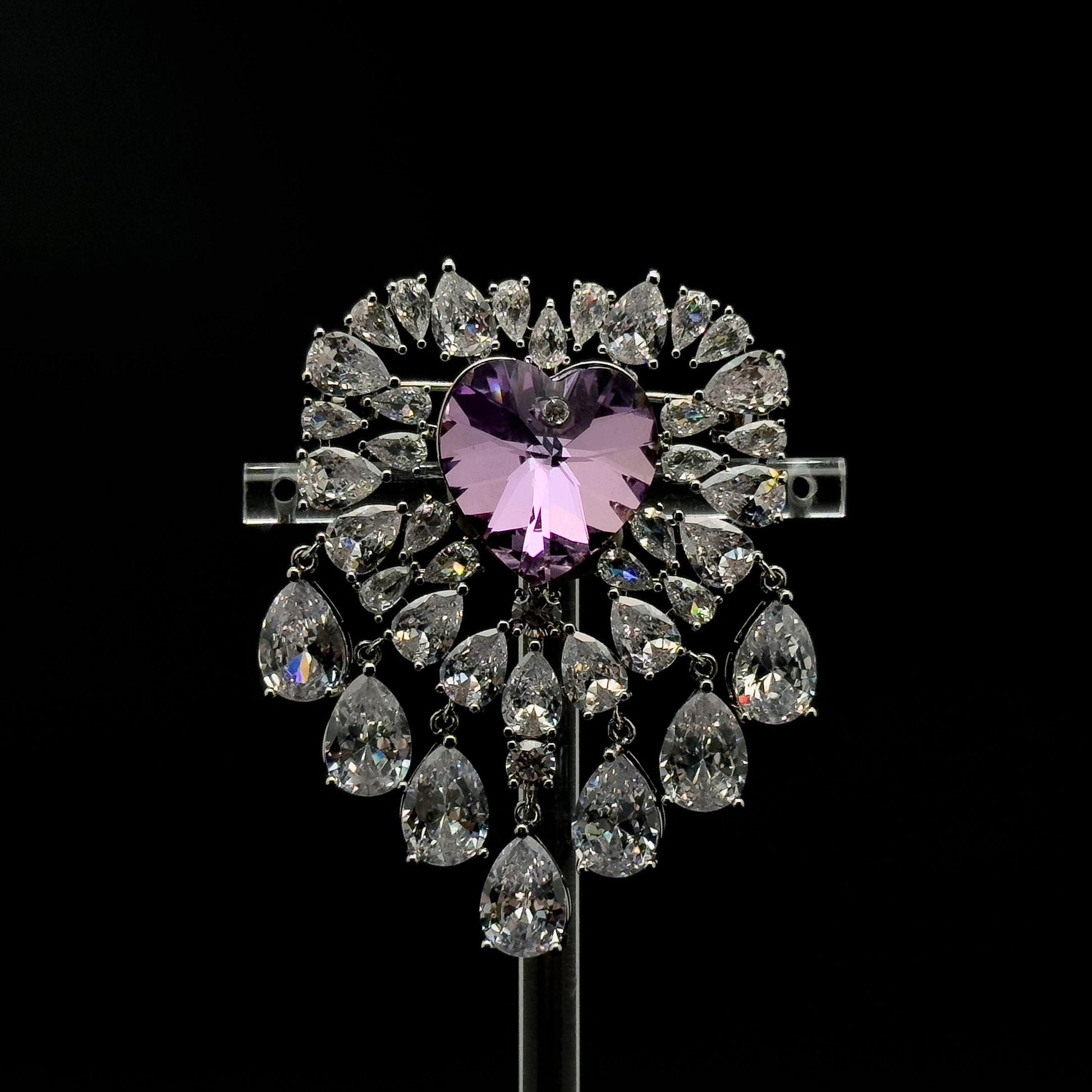 Luxury Exquisite Heart Brooch Pendant Sparkling Austrian Crystal Statement
