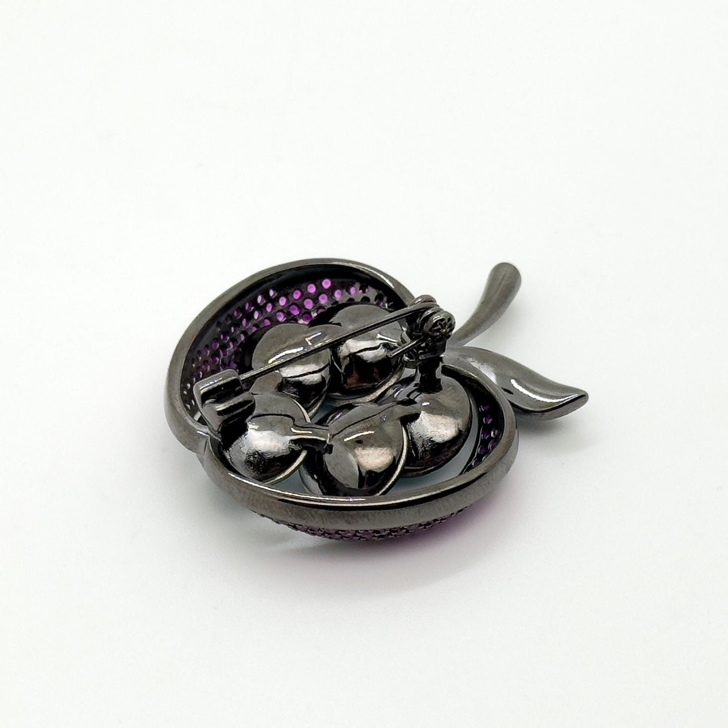 Exquisite Copper Apple Brooch with Zircon Sparkle, Gift Box