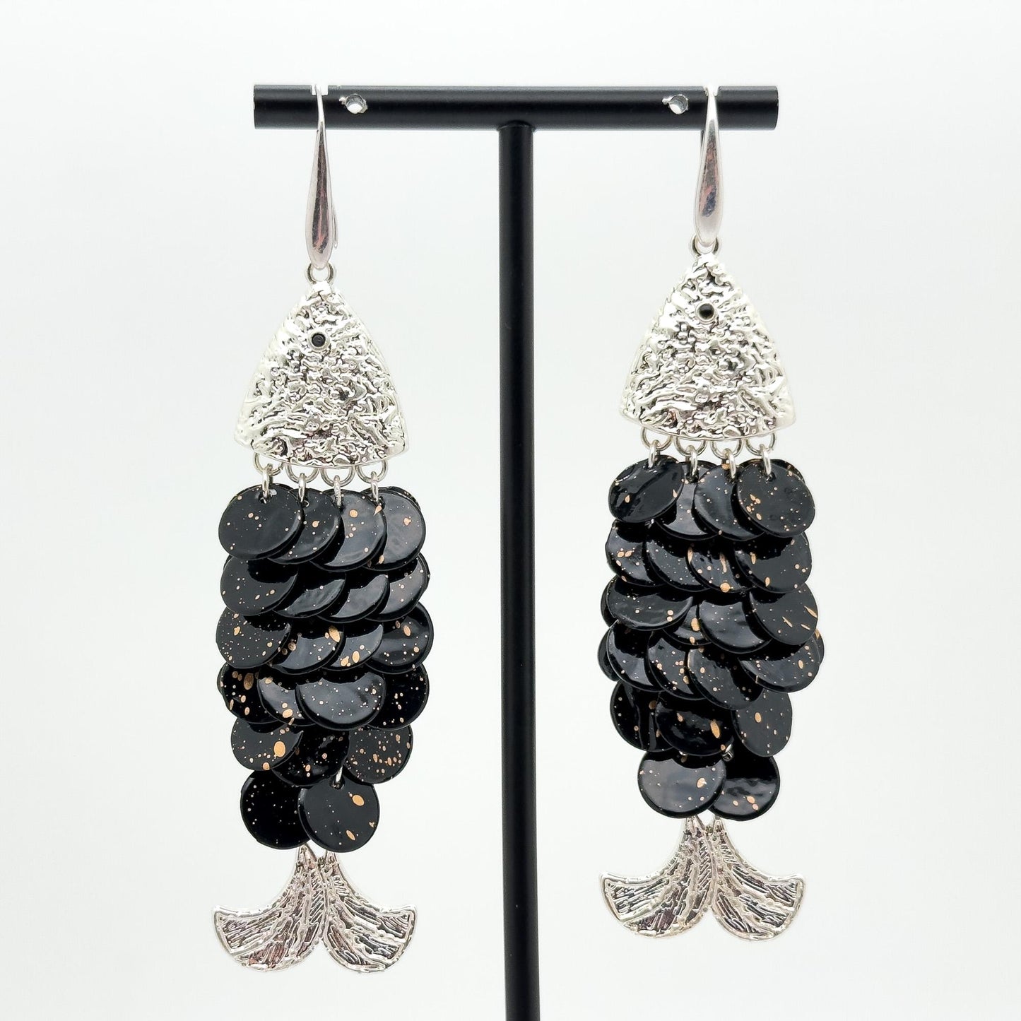 Vintage Art Deco Fish Scale Dangle Earrings Mother-of-Pearl