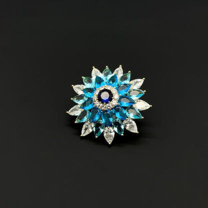Blue Snowflake Zircon Brooch Pendant Dual-Use Copper Pin
