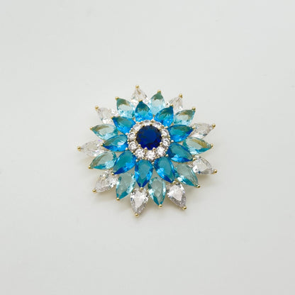 Blue Snowflake Zircon Brooch Pendant Dual-Use Copper Pin