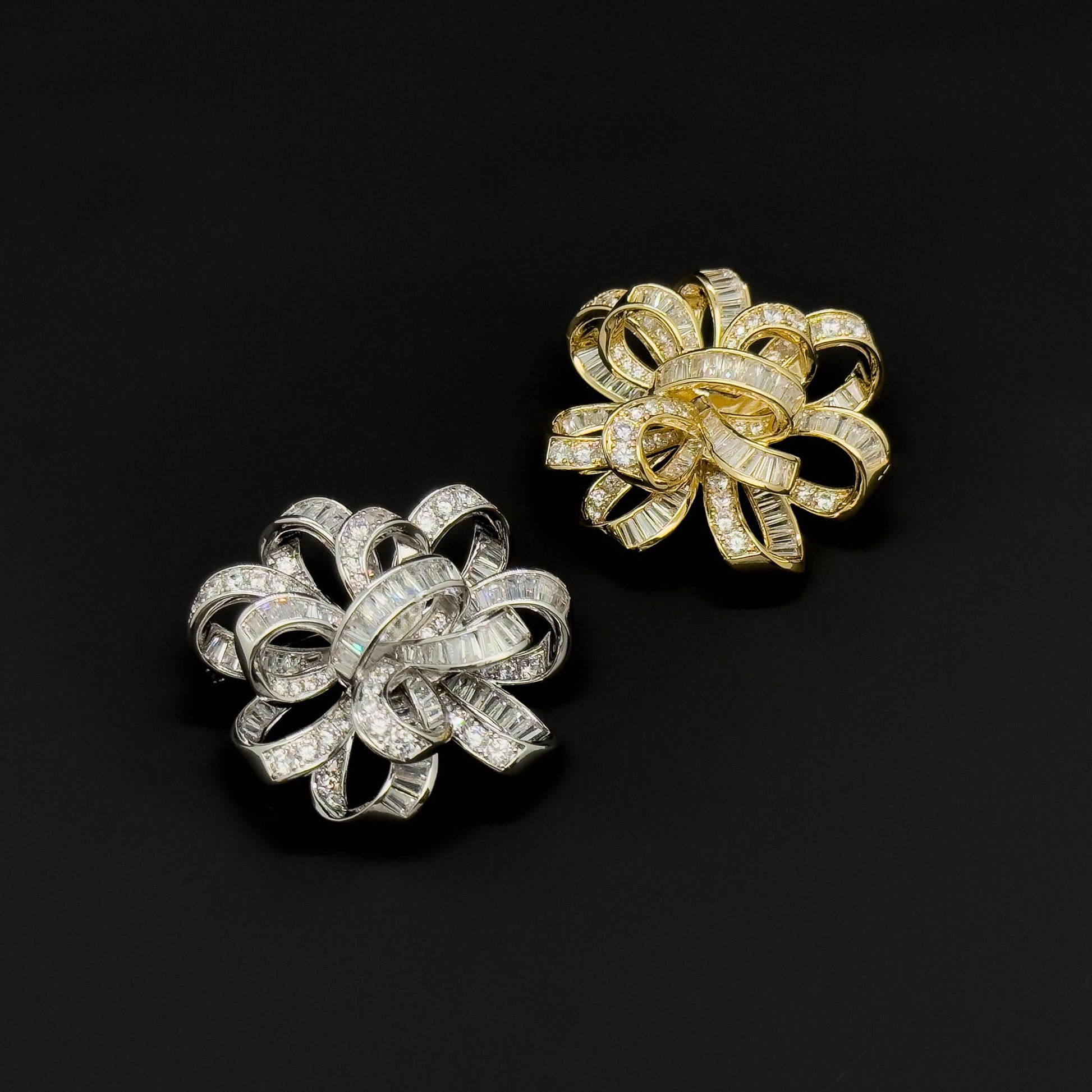 French Crystal Bow Brooch for Women Elegant Zircon Copper Pin