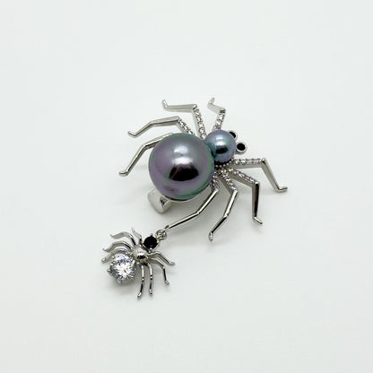 Personalised Crystal Spider Brooch Copper Suit Pin Gift Box