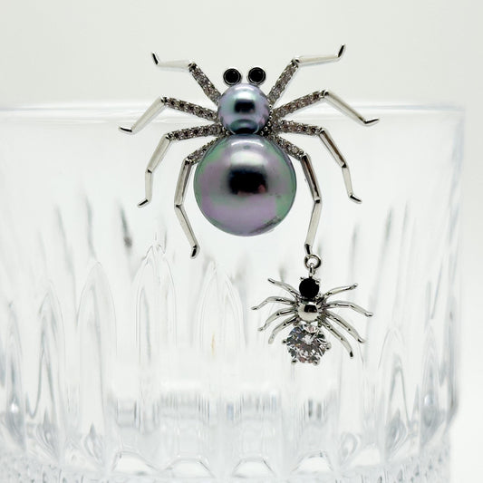 Personalised Crystal Spider Brooch Copper Suit Pin Gift Box