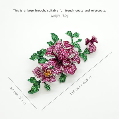 Handmade Rose Crystal Brooch Large Copper Zircon Flower Pin