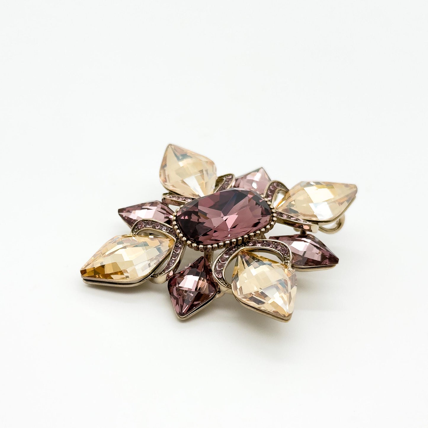 Vintage Palace-Style Crystal Cross Brooch Pendant Dual-Purpose Pin