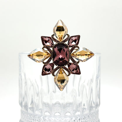 Vintage Palace-Style Crystal Cross Brooch Pendant Dual-Purpose Pin