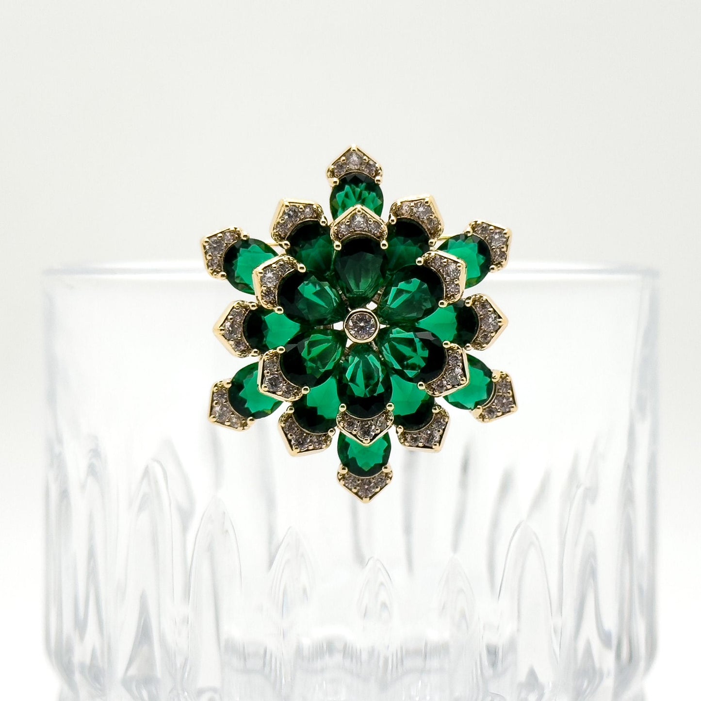 Blue Austrian Crystal Snowflake Brooch Pendant, Copper, Zircon Accents