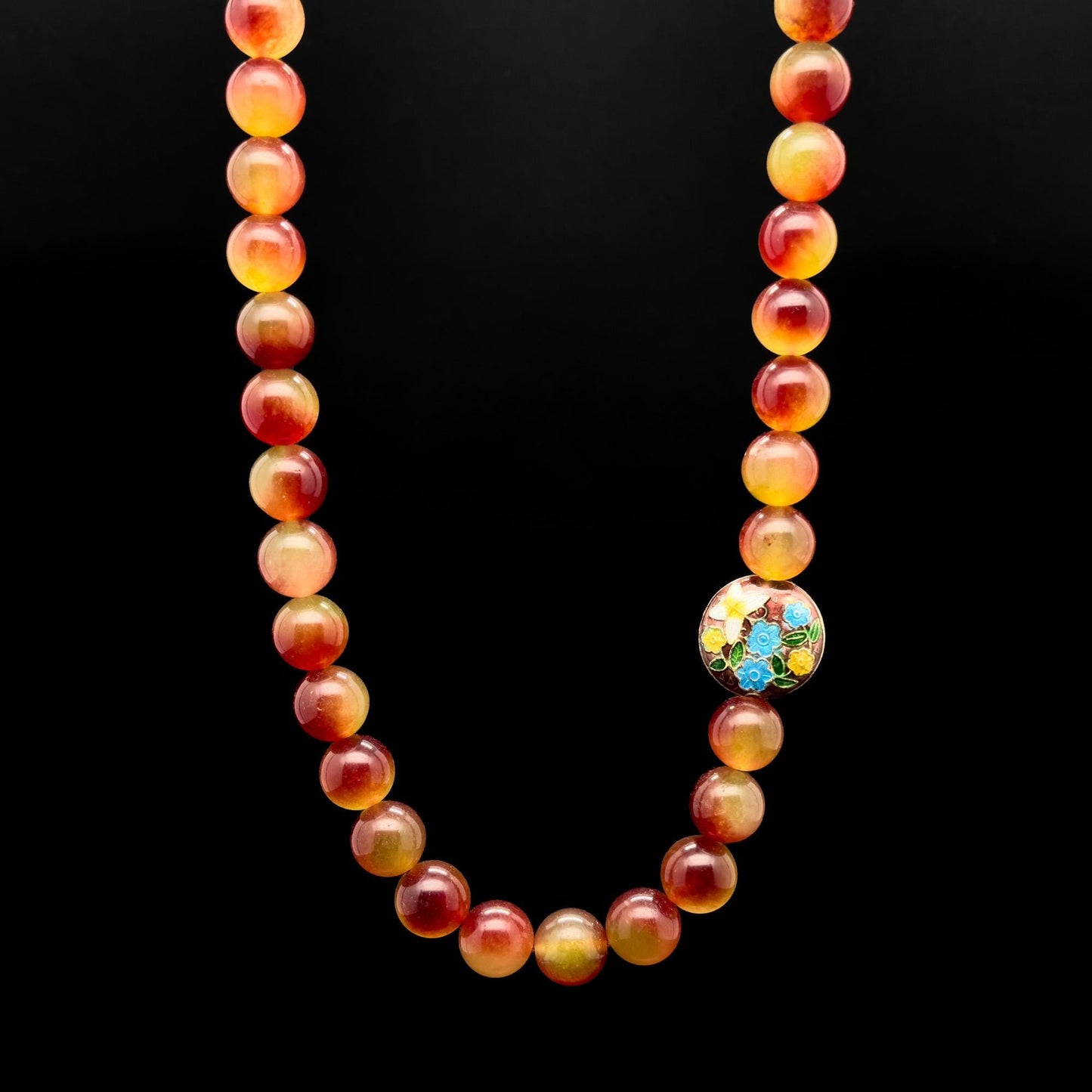 Vintage Art Deco Beaded Gemstone Necklace and Bracelet Set