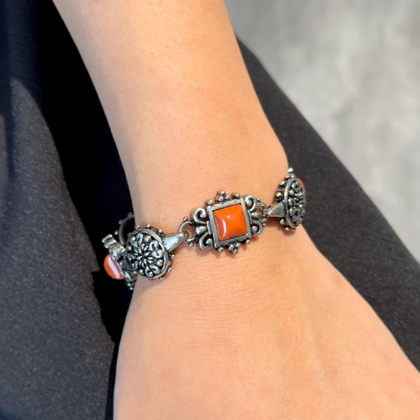 Vintage Art Deco Beaded Gemstone Necklace and Bracelet Set