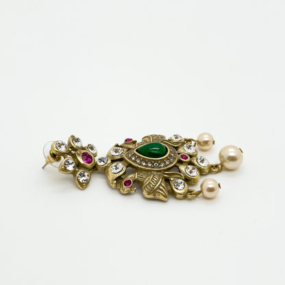 Vintage Art Deco Drop Earrings Sterling Silver Zircon Pearl