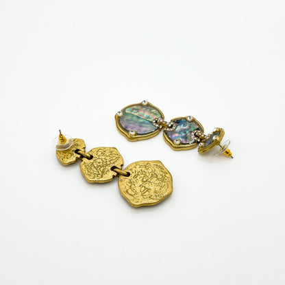 Vintage Art Deco Shell Copper Drop Earrings 65mm Gift Boxed