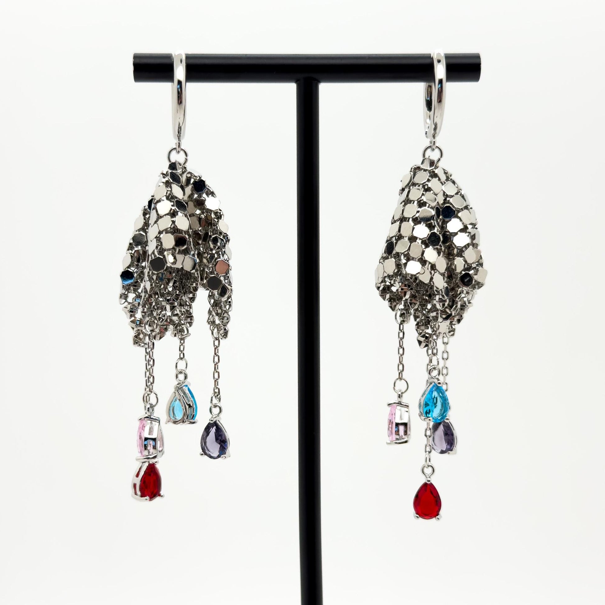 Art Deco Sequin Tassel Earrings with Zircon Copper Detail