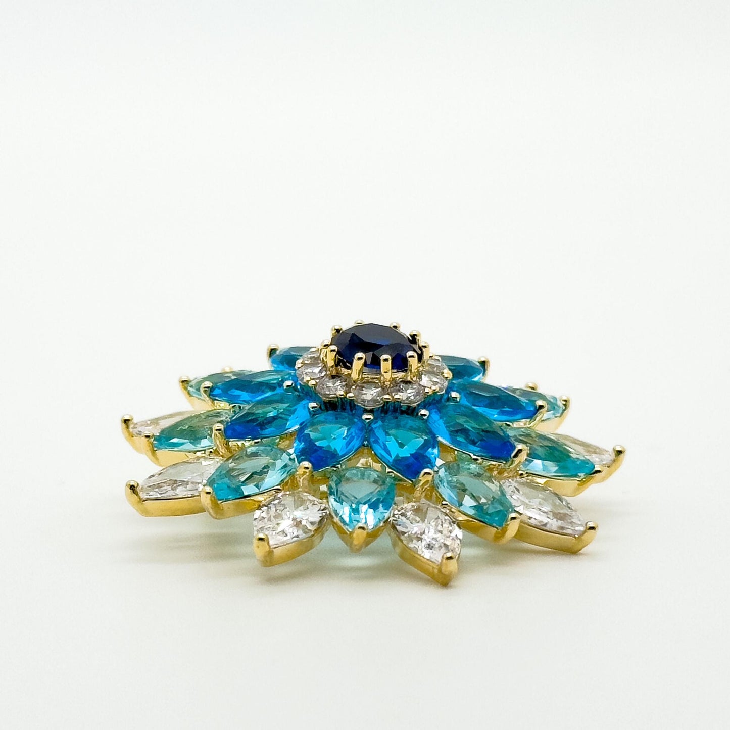 Blue Snowflake Zircon Brooch Pendant Dual-Use Copper Pin