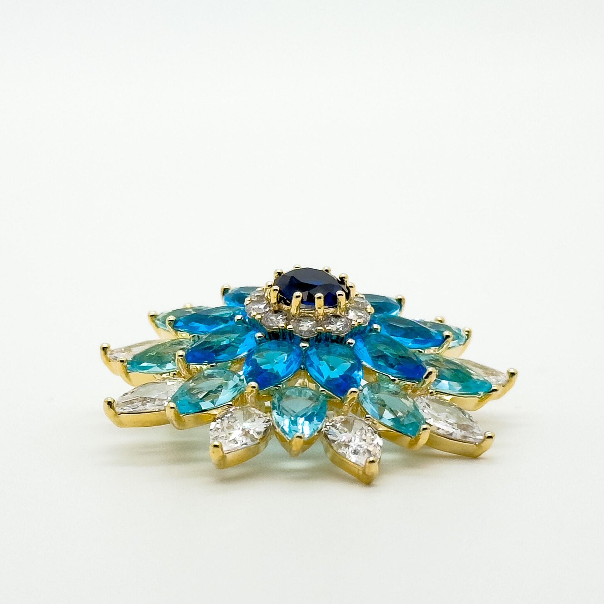 Blue Snowflake Zircon Brooch Pendant Dual-Use Copper Pin