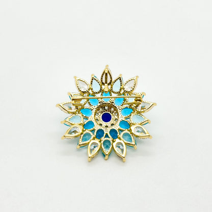 Blue Snowflake Zircon Brooch Pendant Dual-Use Copper Pin