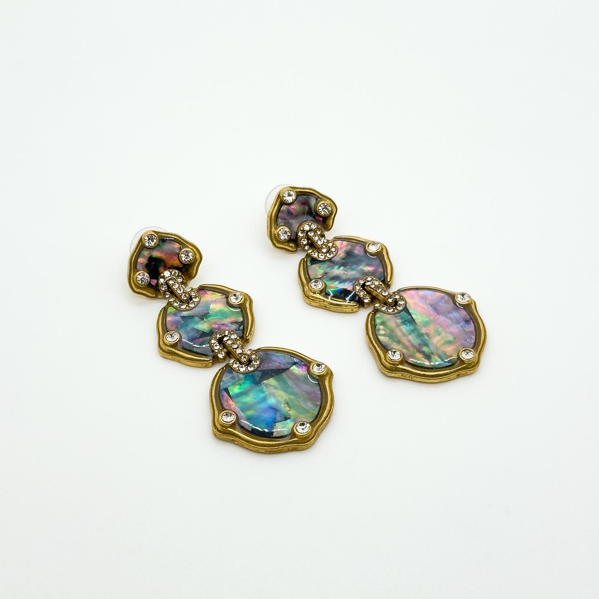 Vintage Art Deco Shell Copper Drop Earrings 65mm Gift Boxed