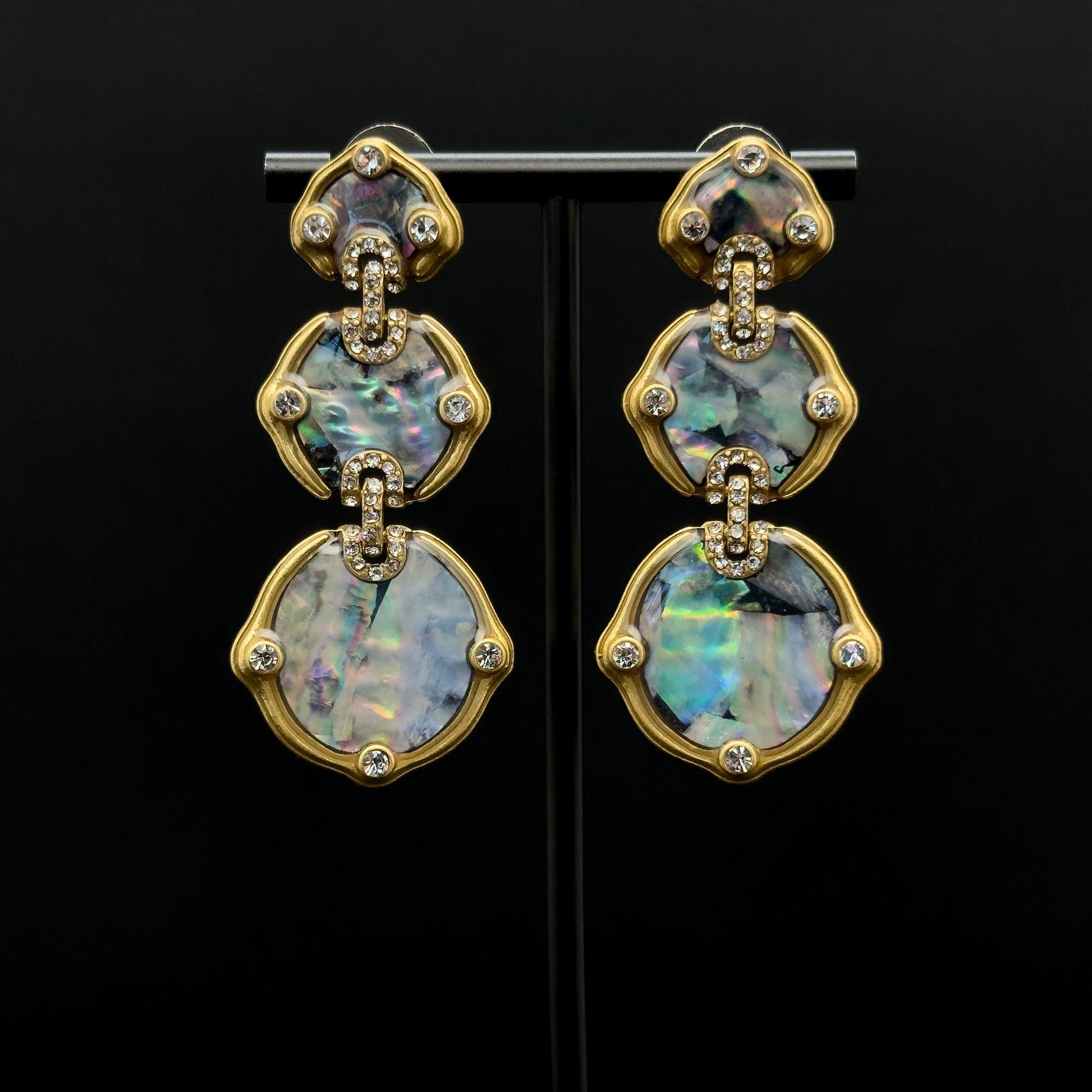 Vintage Art Deco Shell Copper Drop Earrings 65mm Gift Boxed