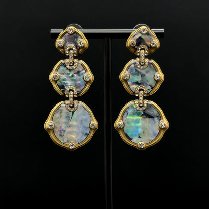 Vintage Art Deco Shell Copper Drop Earrings 65mm Gift Boxed