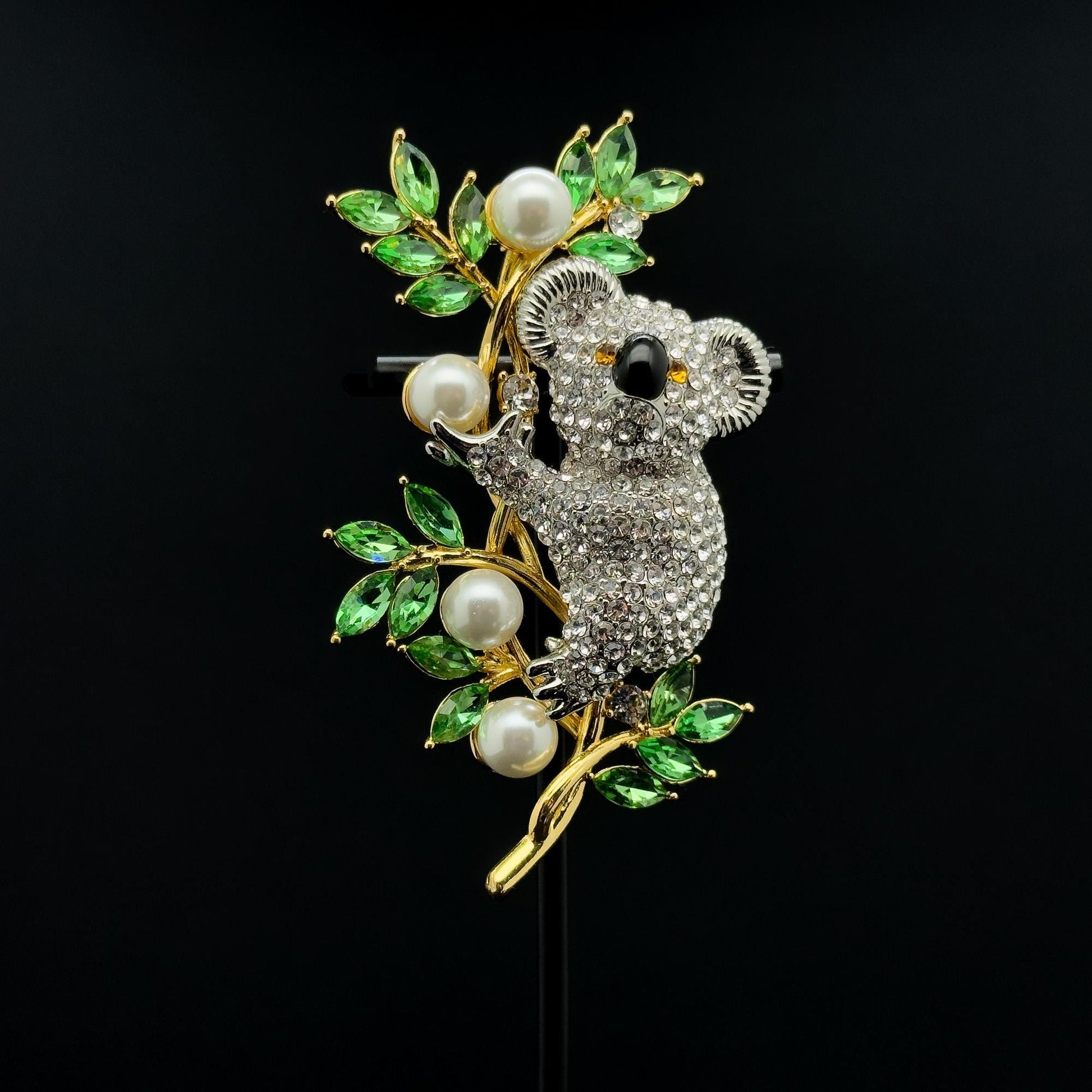 Art Deco Sloth Rhinestone Pearl Brooch Vintage-Inspired Coat Pin