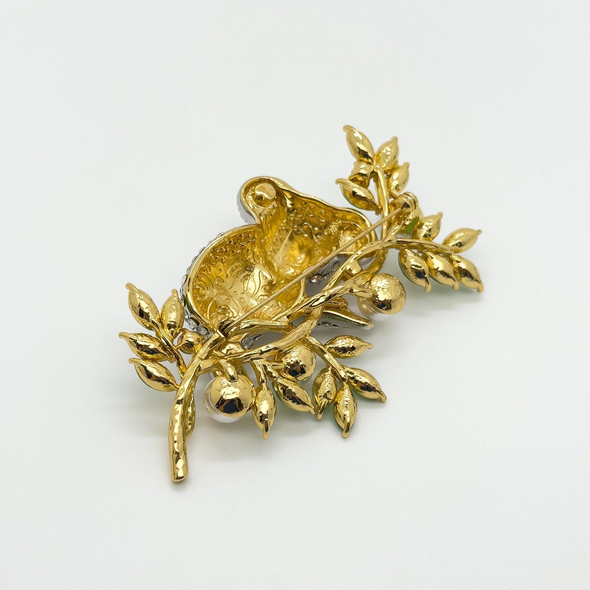 Art Deco Sloth Rhinestone Pearl Brooch Vintage-Inspired Coat Pin