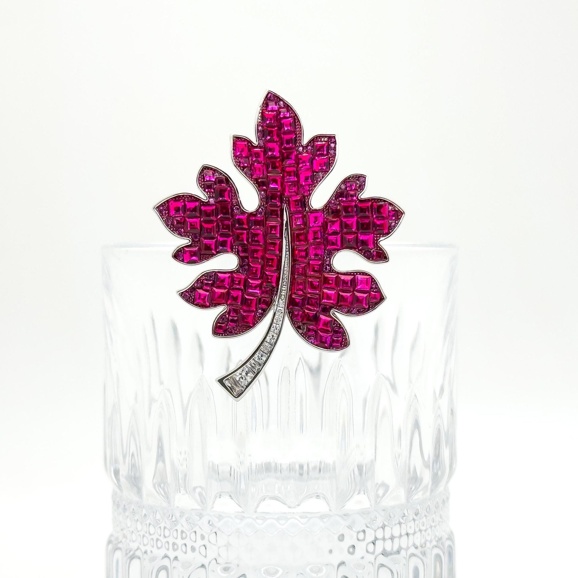 Rhinestone Maple Leaf Brooch Crystal Copper Suit Pin Gift