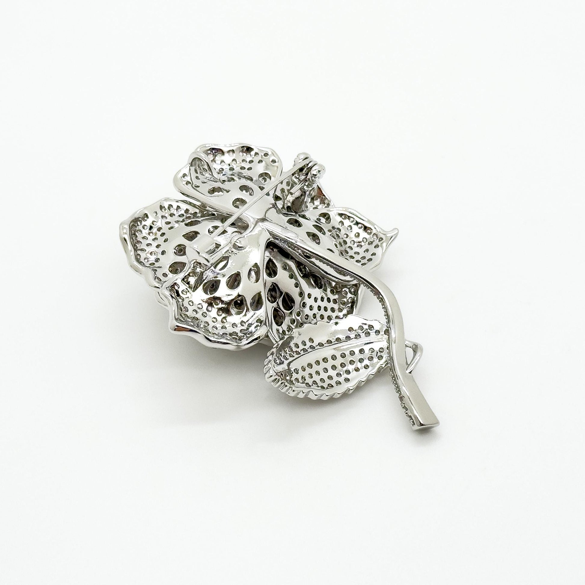 White Rose Crystal Brooch Pendant Personalised Bridal Flower Pin Dual-Use