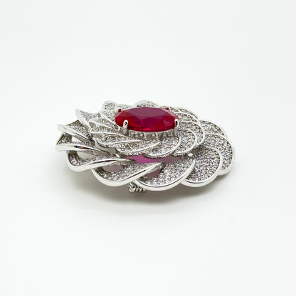 Creative Round Floral Rhinestone Brooch Pin, Copper Zircon Sparkle