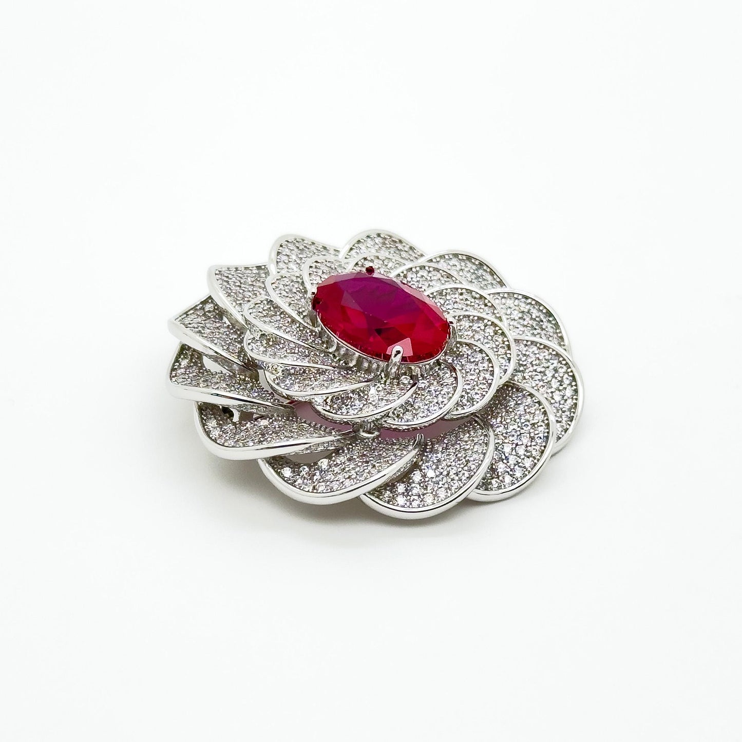 Creative Round Floral Rhinestone Brooch Pin, Copper Zircon Sparkle