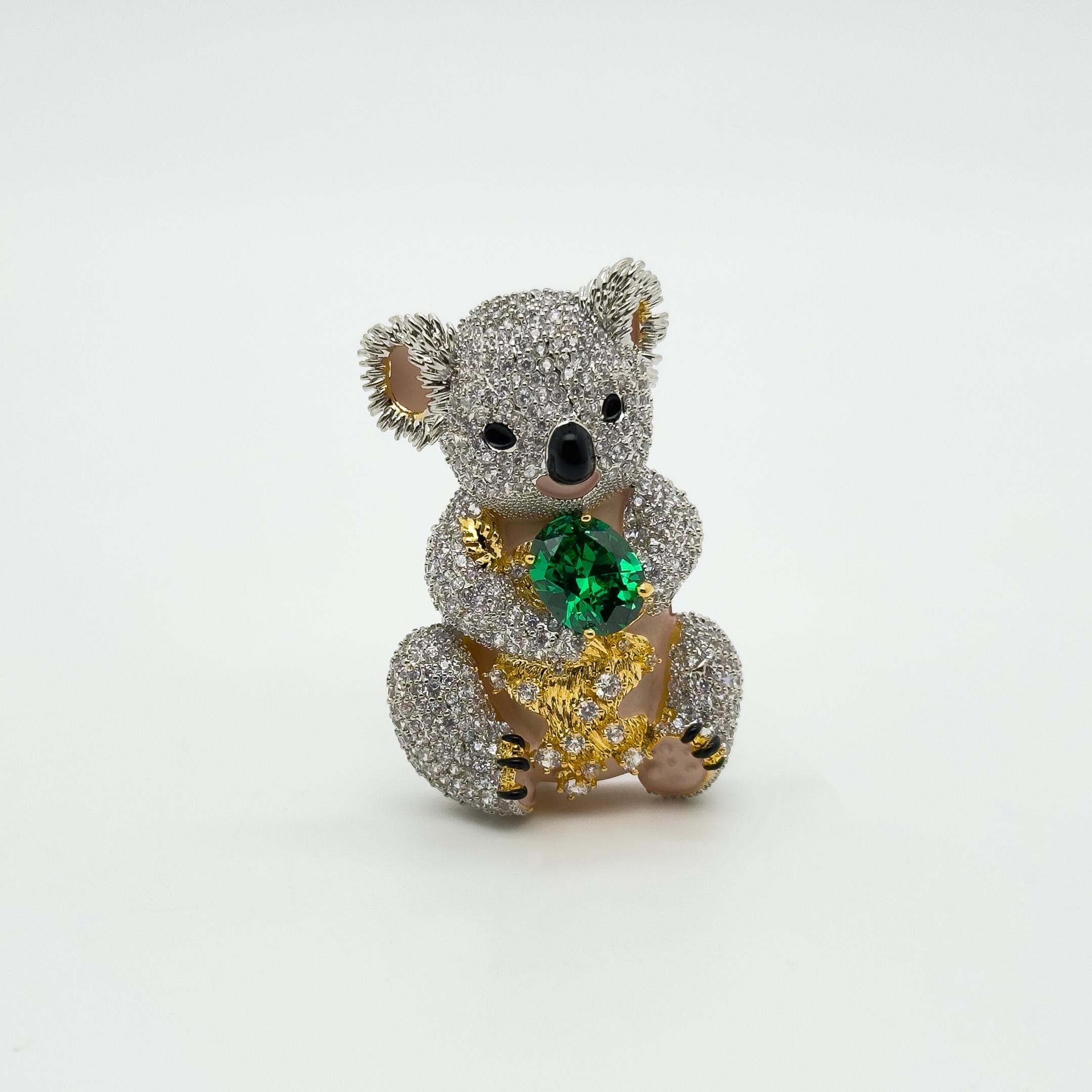 Crystal Koala Brooch Pin with Zircon Rhinestones Gift Box
