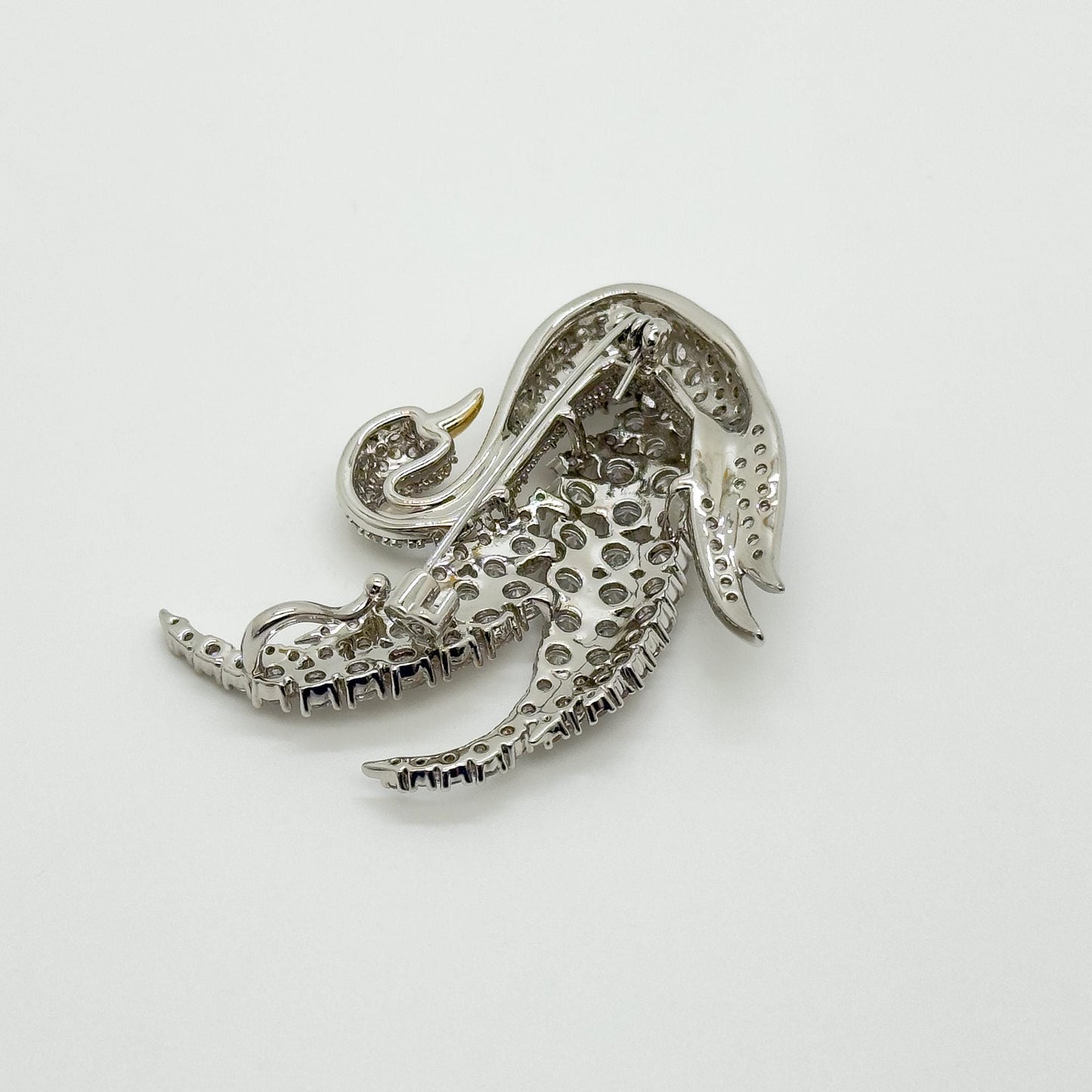 French Swan Crystal Swan Brooch Copper Bird Pin Elegant Gift