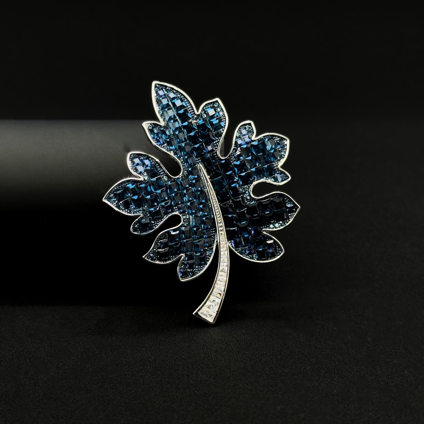 Rhinestone Maple Leaf Brooch Crystal Copper Suit Pin Gift