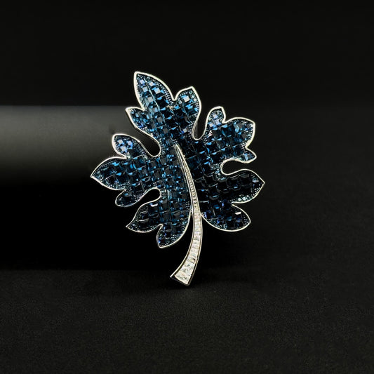 Rhinestone Maple Leaf Brooch Crystal Copper Suit Pin Gift