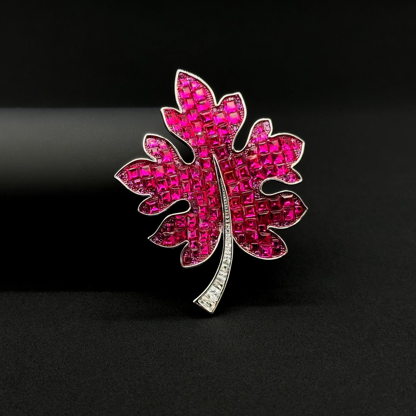 Rhinestone Maple Leaf Brooch Crystal Copper Suit Pin Gift