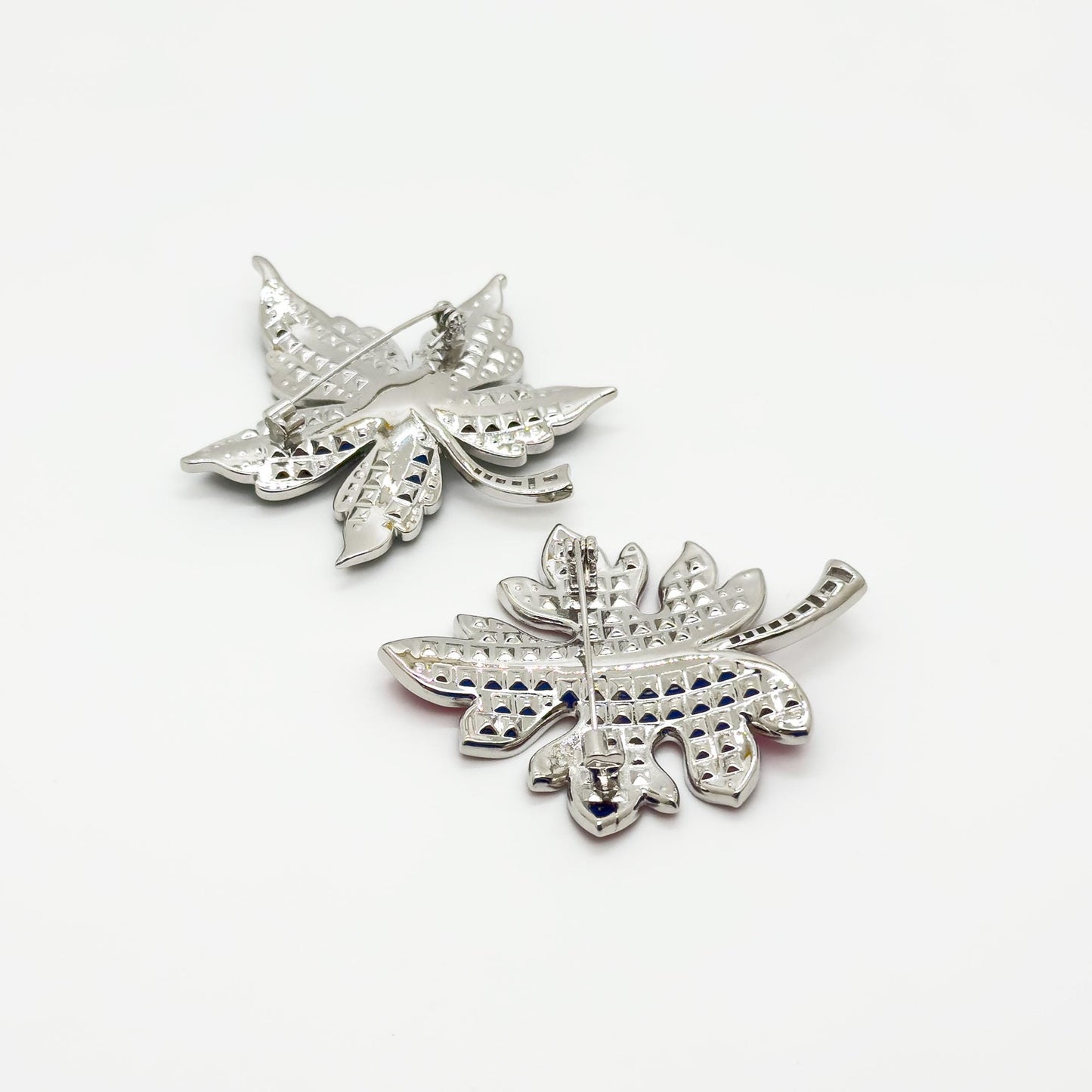 Rhinestone Maple Leaf Brooch Crystal Copper Suit Pin Gift