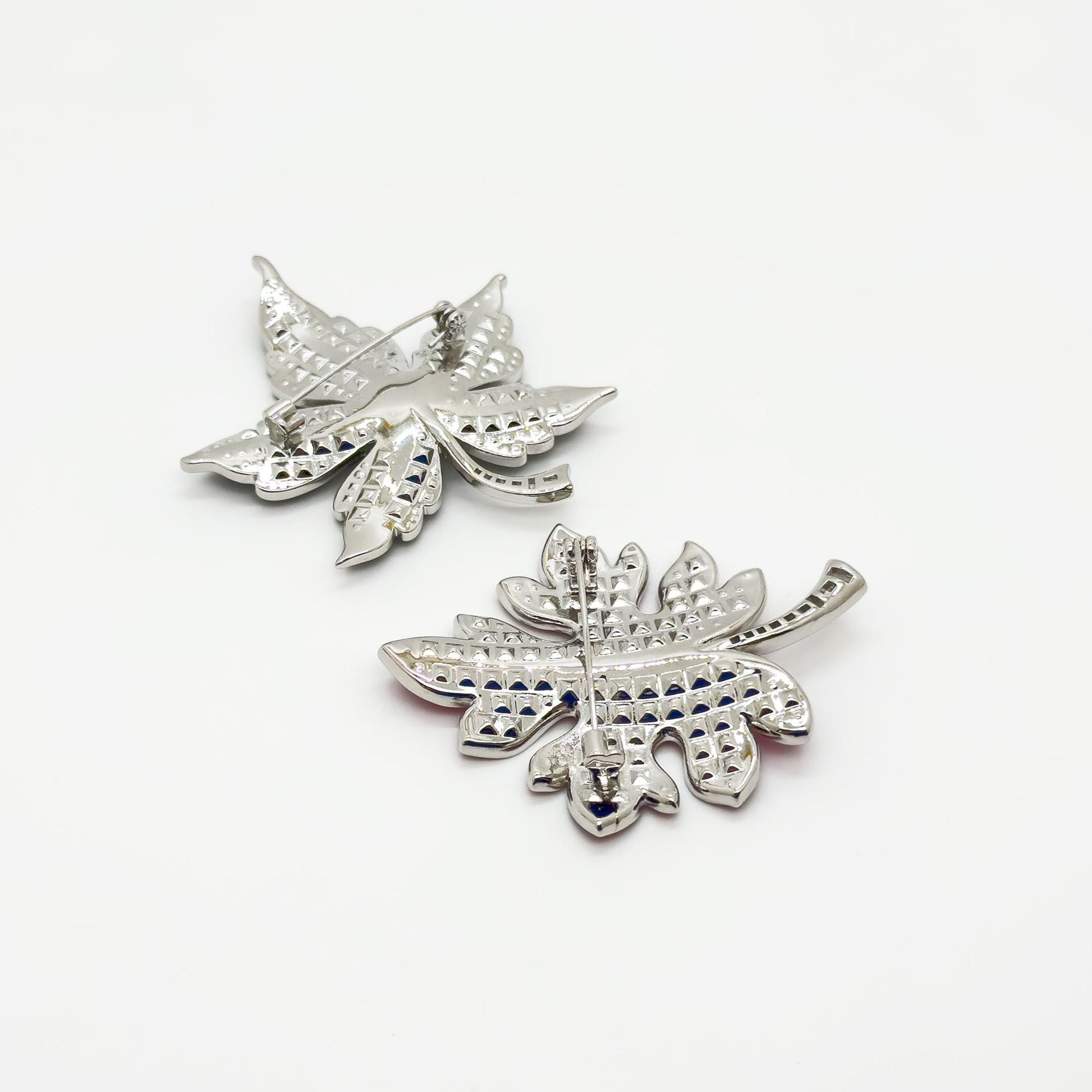 Rhinestone Maple Leaf Brooch Crystal Copper Suit Pin Gift