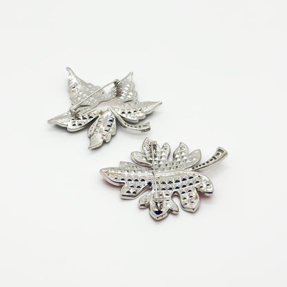 Rhinestone Maple Leaf Brooch Crystal Copper Suit Pin Gift