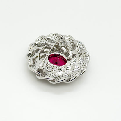 Creative Round Floral Rhinestone Brooch Pin, Copper Zircon Sparkle