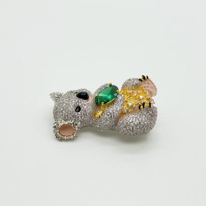 Crystal Koala Brooch Pin with Zircon Rhinestones Gift Box