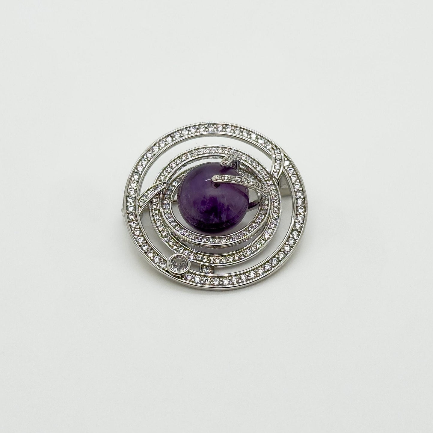 Handmade Stone Planet Brooch Universe Copper Pin Artistic Gift