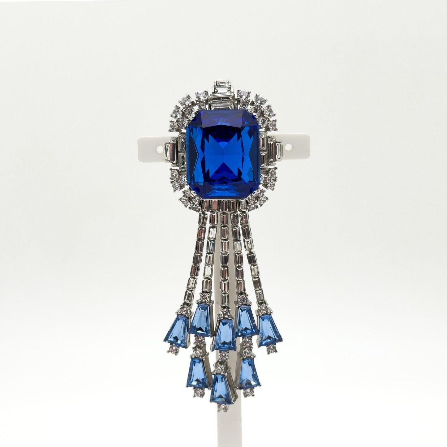 Blue Zircon Pendant Necklace and Brooch – Dual-Purpose Statement Jewellery