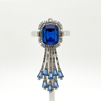 Blue Zircon Pendant Necklace and Brooch – Dual-Purpose Statement Jewellery