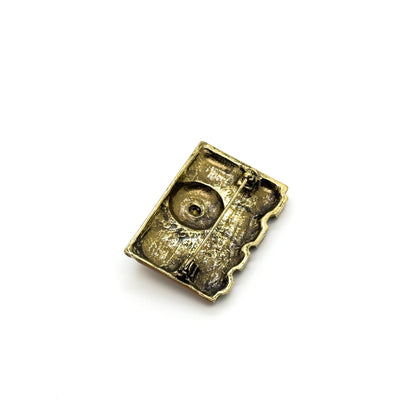 Art Deco Vintage Camera Brooch Copper Enamel Pin Accessory