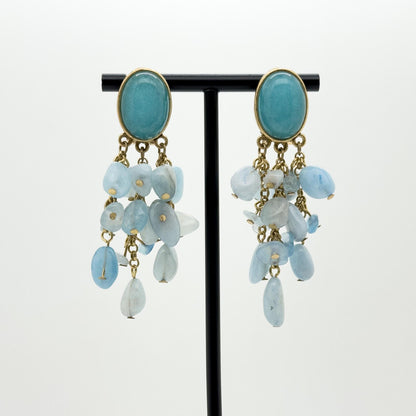 Art Deco Stone and Copper Drop Earrings Ethnic Boho Statement