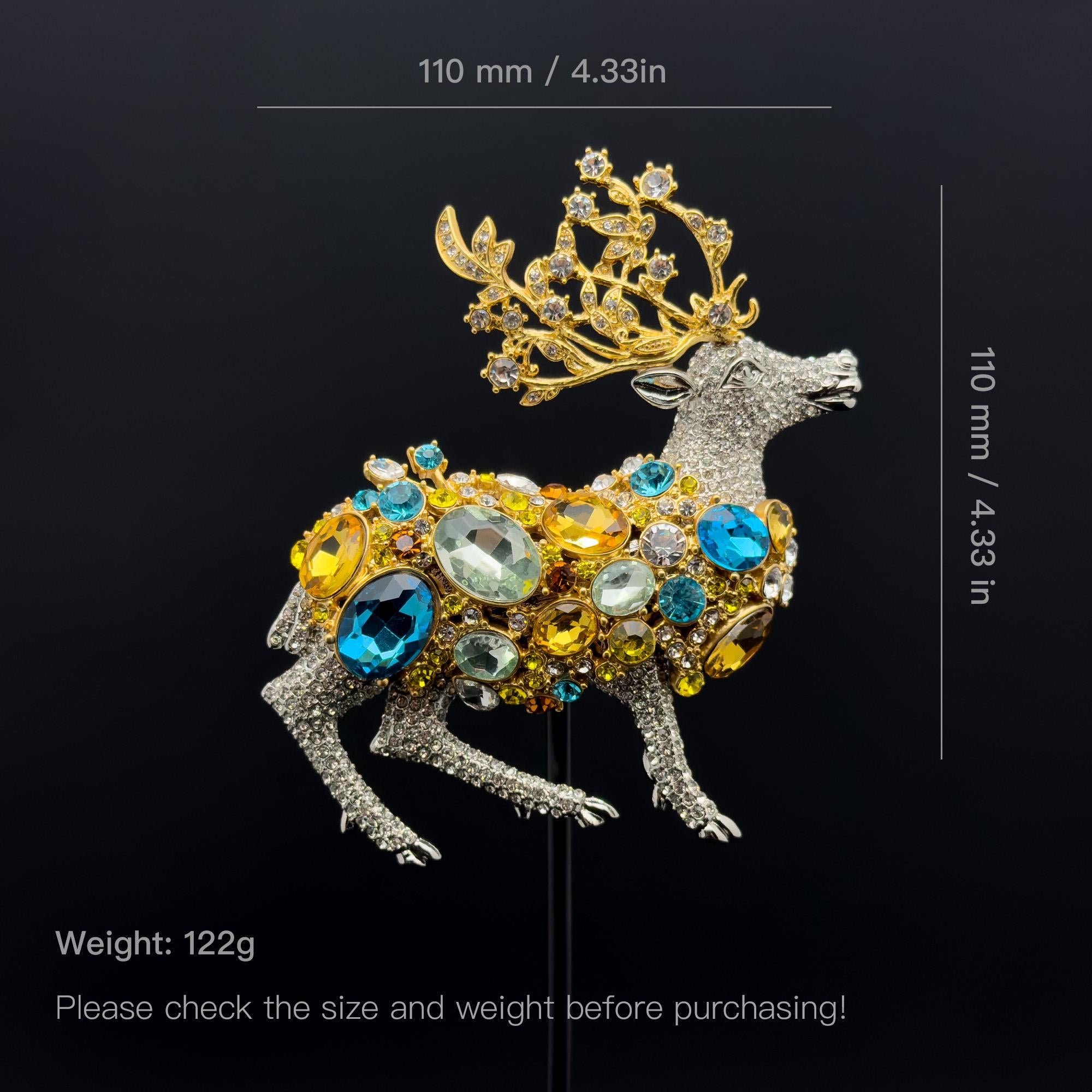 Art Deco Crystal Elk Brooch Large Rhinestone Coat Jewellery Pin