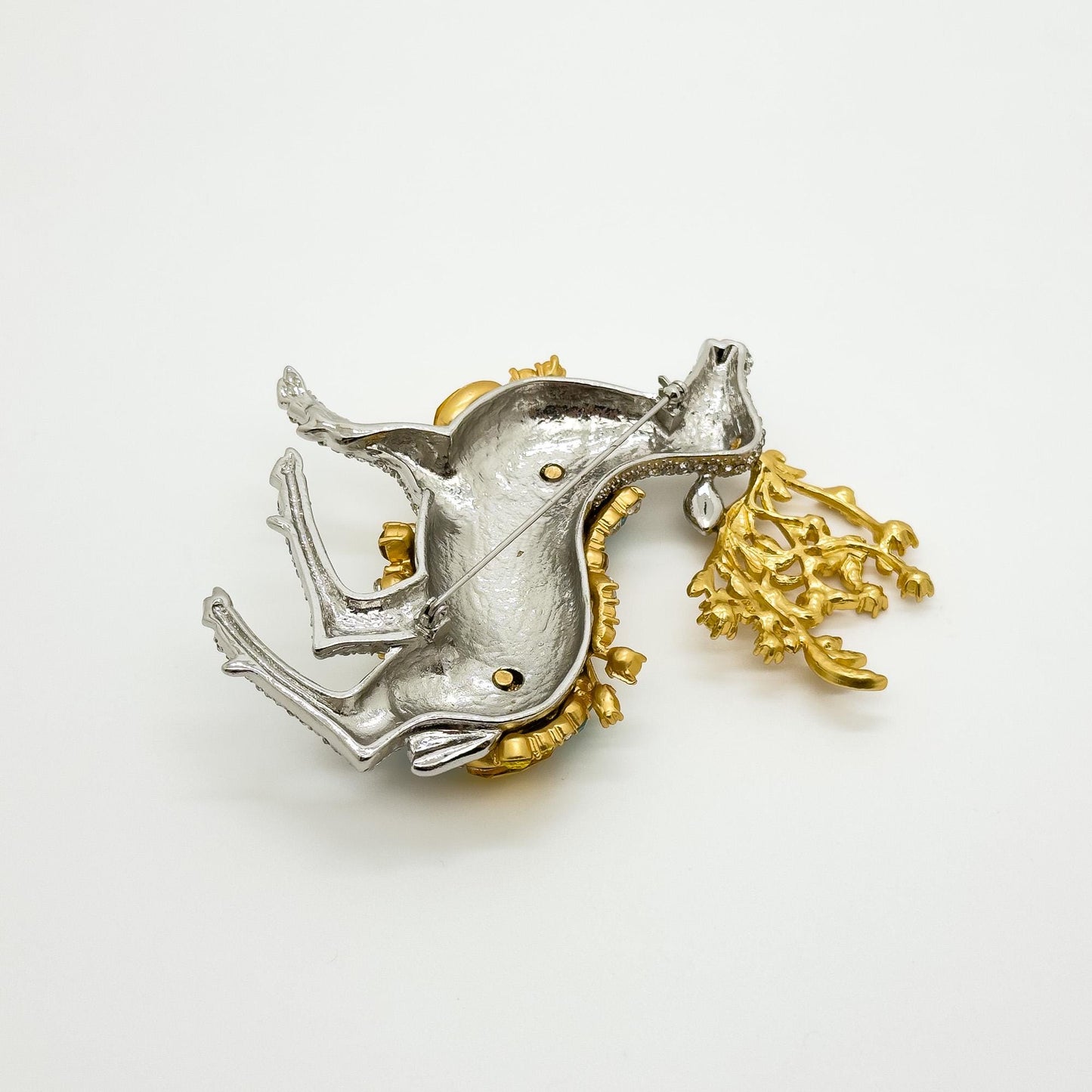 Art Deco Crystal Elk Brooch Large Rhinestone Coat Jewellery Pin