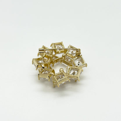 French Pink Ice Cube Brooch with Sparkling Zircon Accent