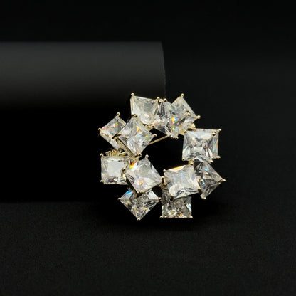 French Pink Ice Cube Brooch with Sparkling Zircon Accent