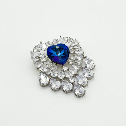 Luxury Exquisite Heart Brooch Pendant Sparkling Austrian Crystal Statement